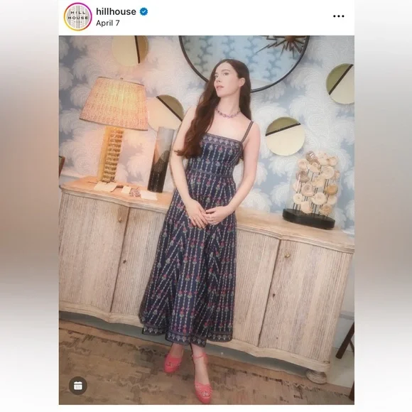 The Margot dress Hill House small in navy trailing fern - Picture 5 of 11